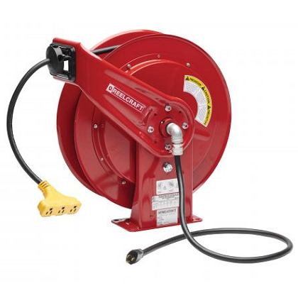 L 70100 123 9 - 12/3 100' Heavy Duty Triple Outlet Power Cord Reel